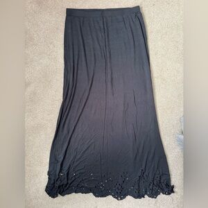 Elegant Dark Grey Maxi Skirt with detailed hem